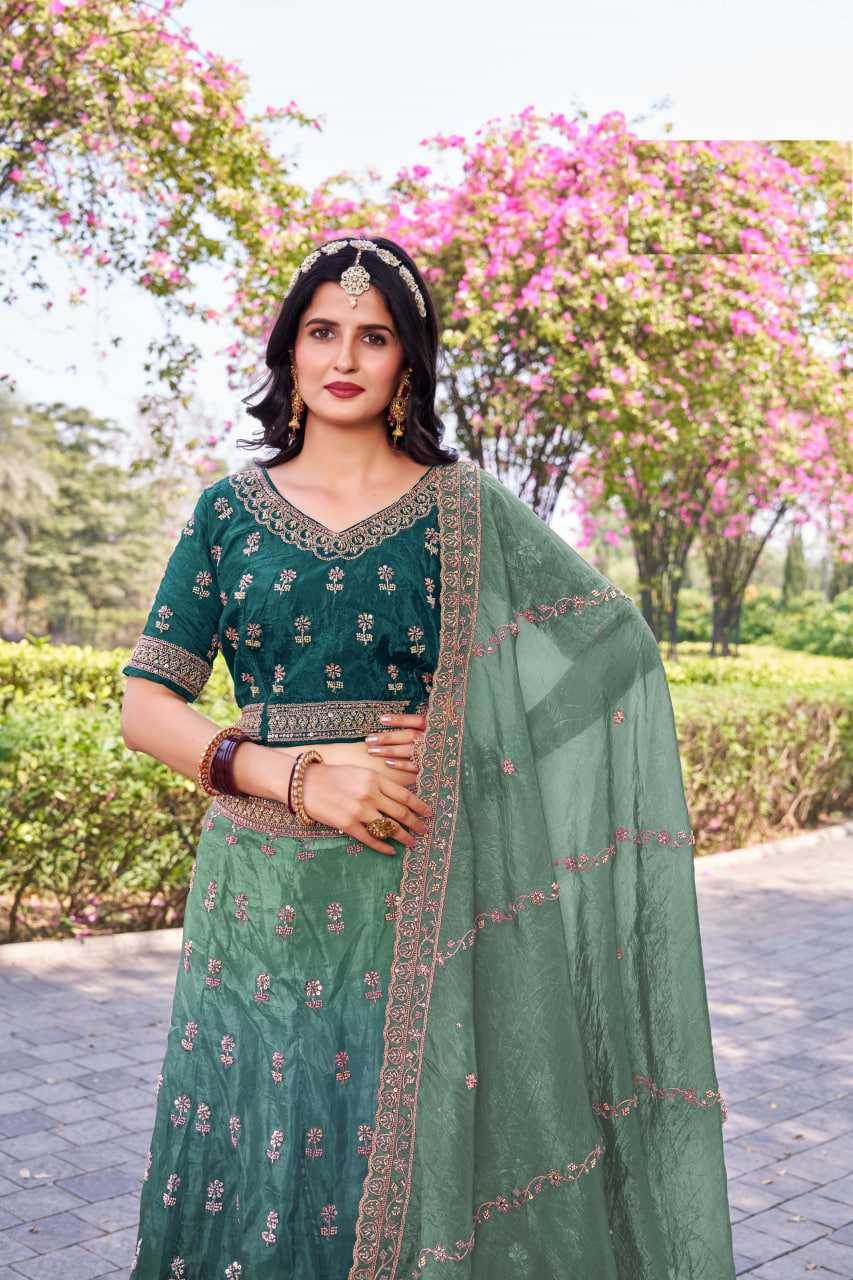 Soft Gold Crush Rajwada Lehenga for Festive Elegance - MYLUXURY LANE ENTERPRISE
